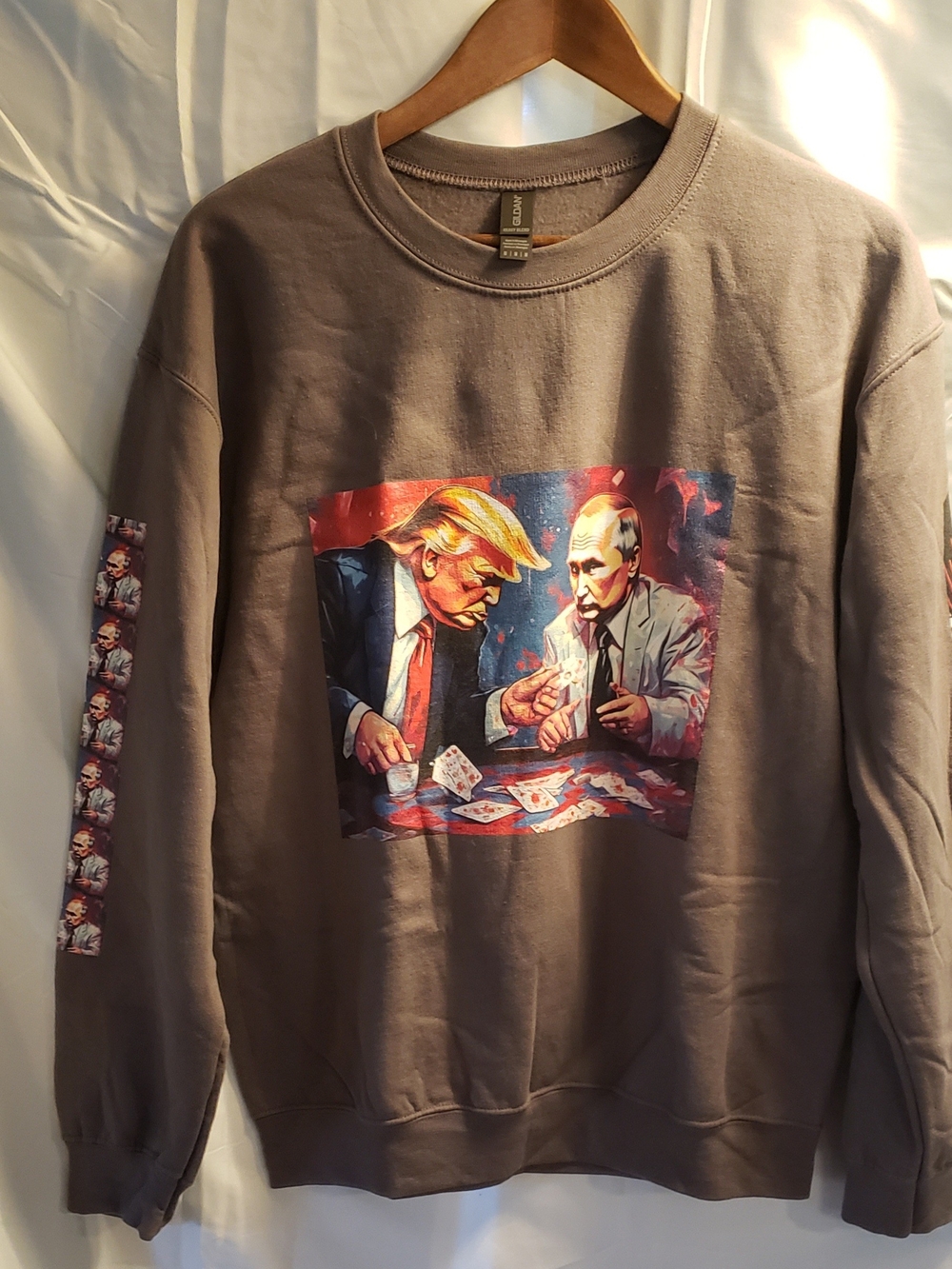 Gildan Sweatshirt with Trump And Putin In A Card Game Graphic